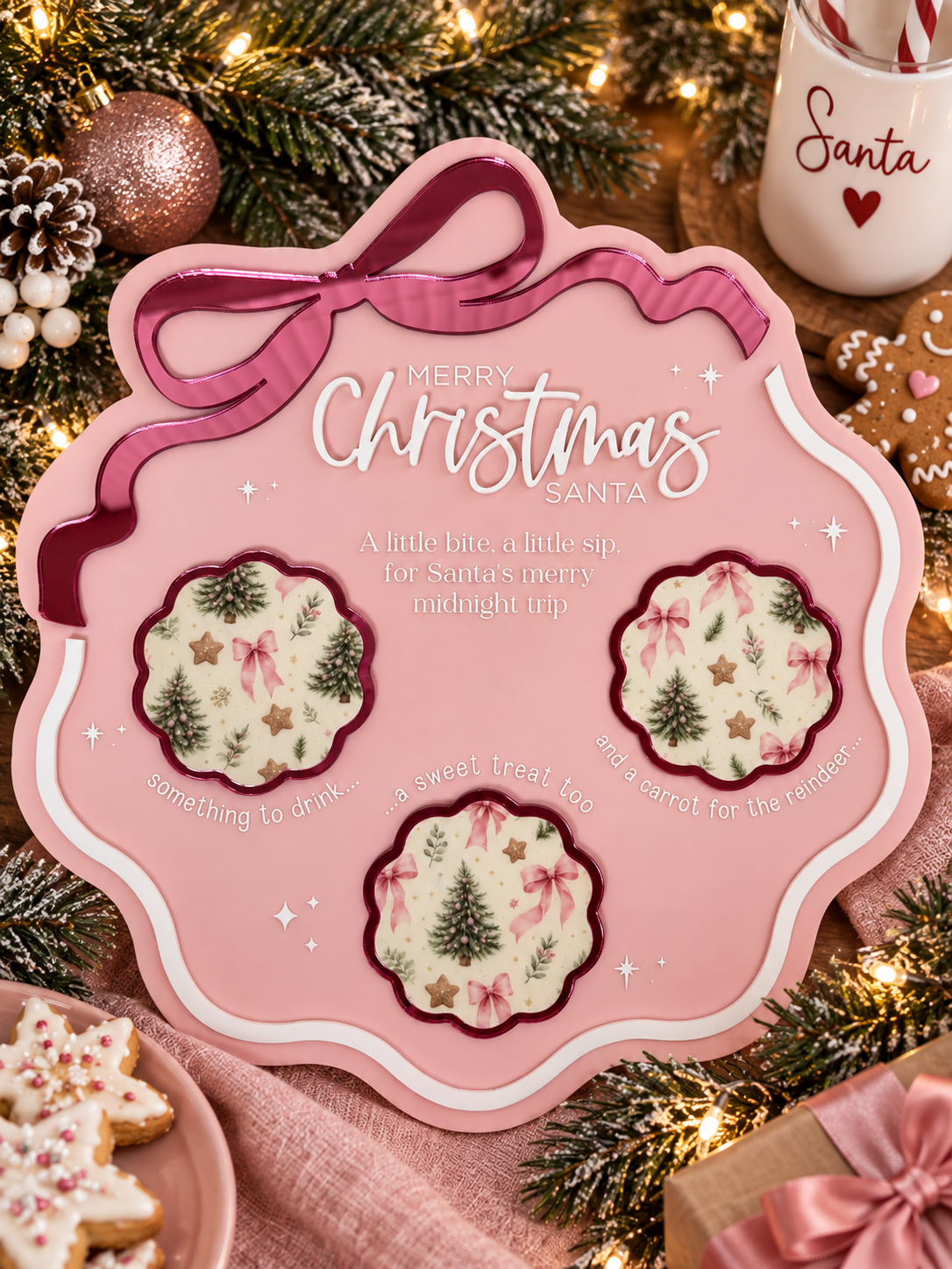 Christmas Treat Tray - Patterned Acrylic | Christmas Eve Santa & Reindeer Snack Tray