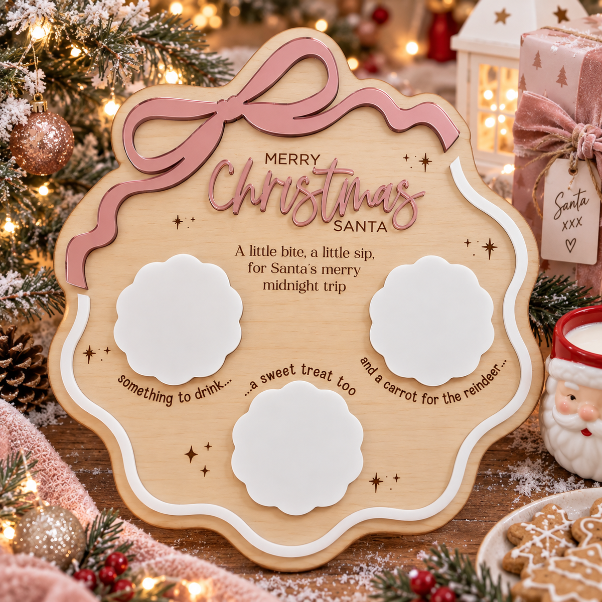 Christmas Treat Tray - Timber | Christmas Eve Santa & Reindeer Snack Tray