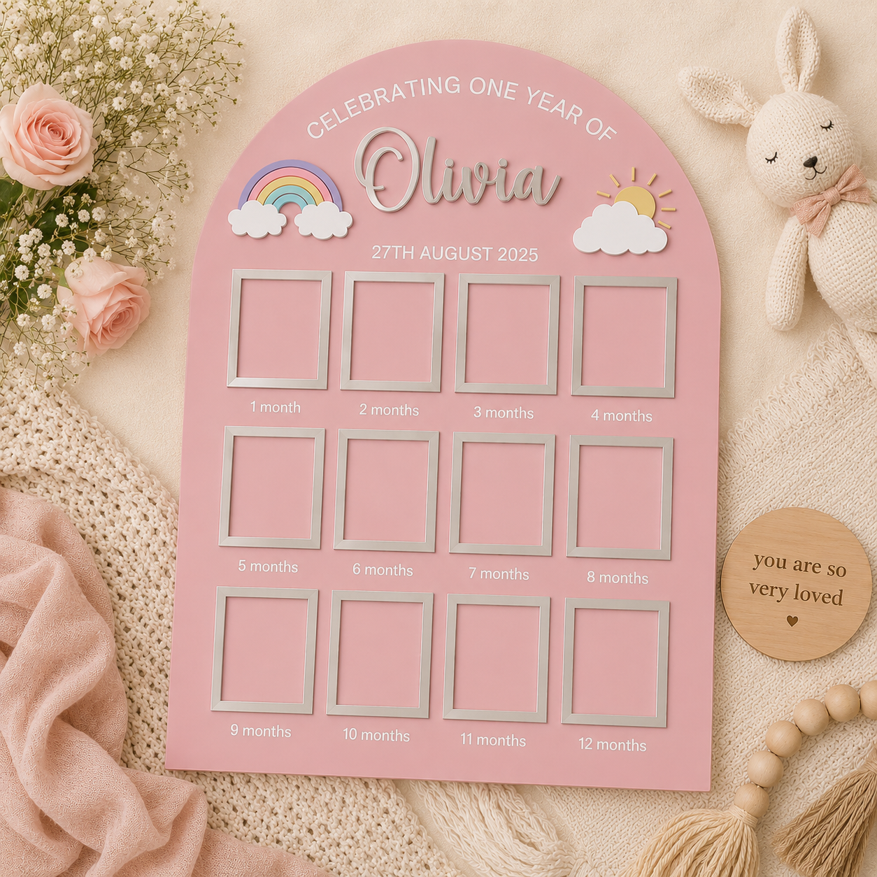 First Birthday Photo Board | Rainbow Theme Birthday Board