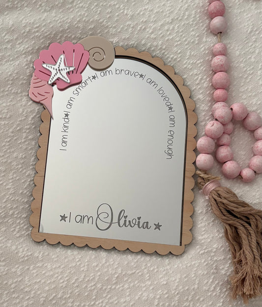 Personalised Affirmation Mirror – Seashell Themed
