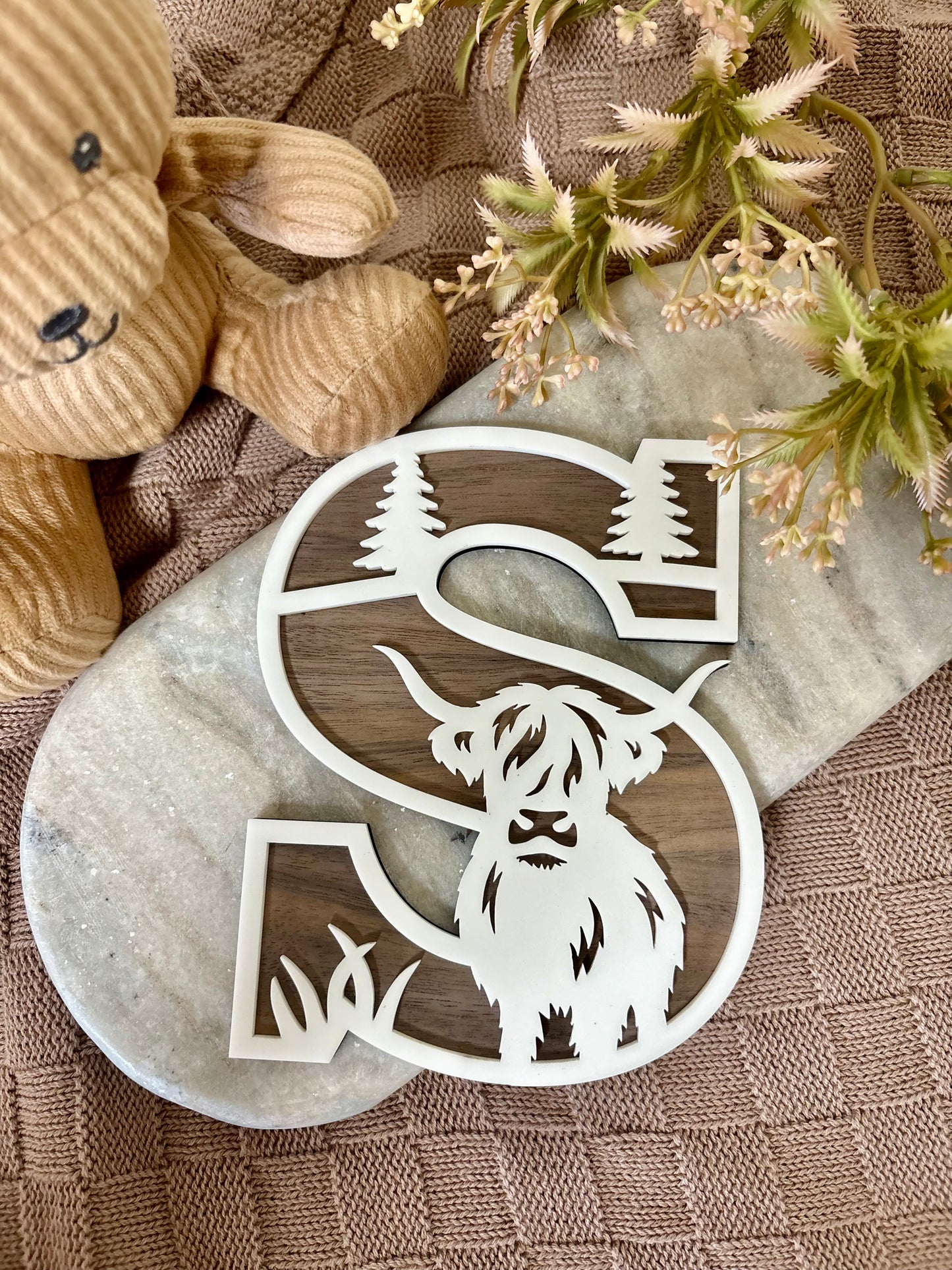 HIGHLAND COW THEMED LAYERED LETTERS