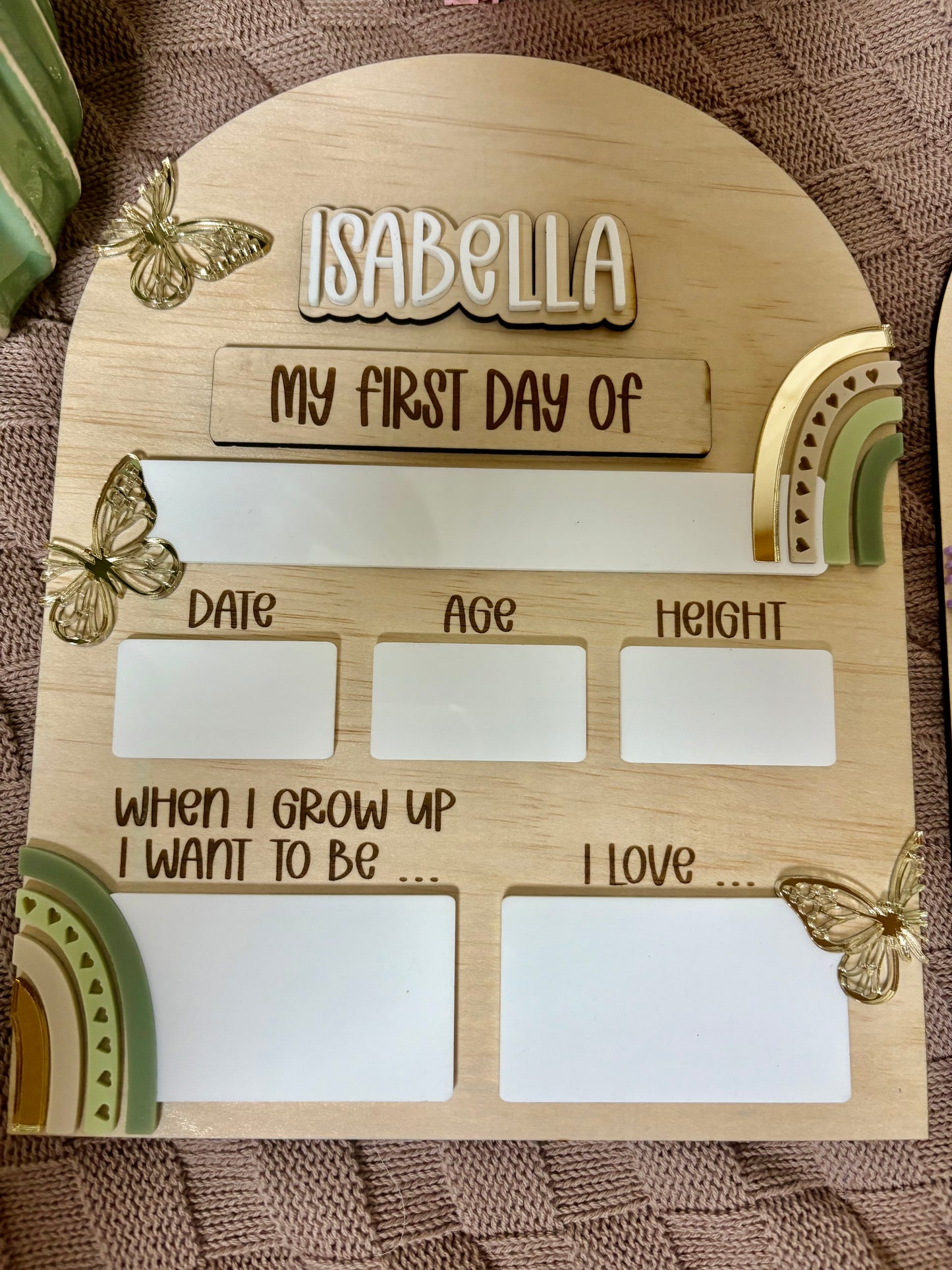 Rainbow & Butterfly First / Last Day of School Board