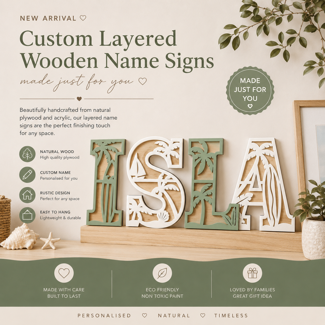 BEACH THEMED DUAL LAYERED LETTERS