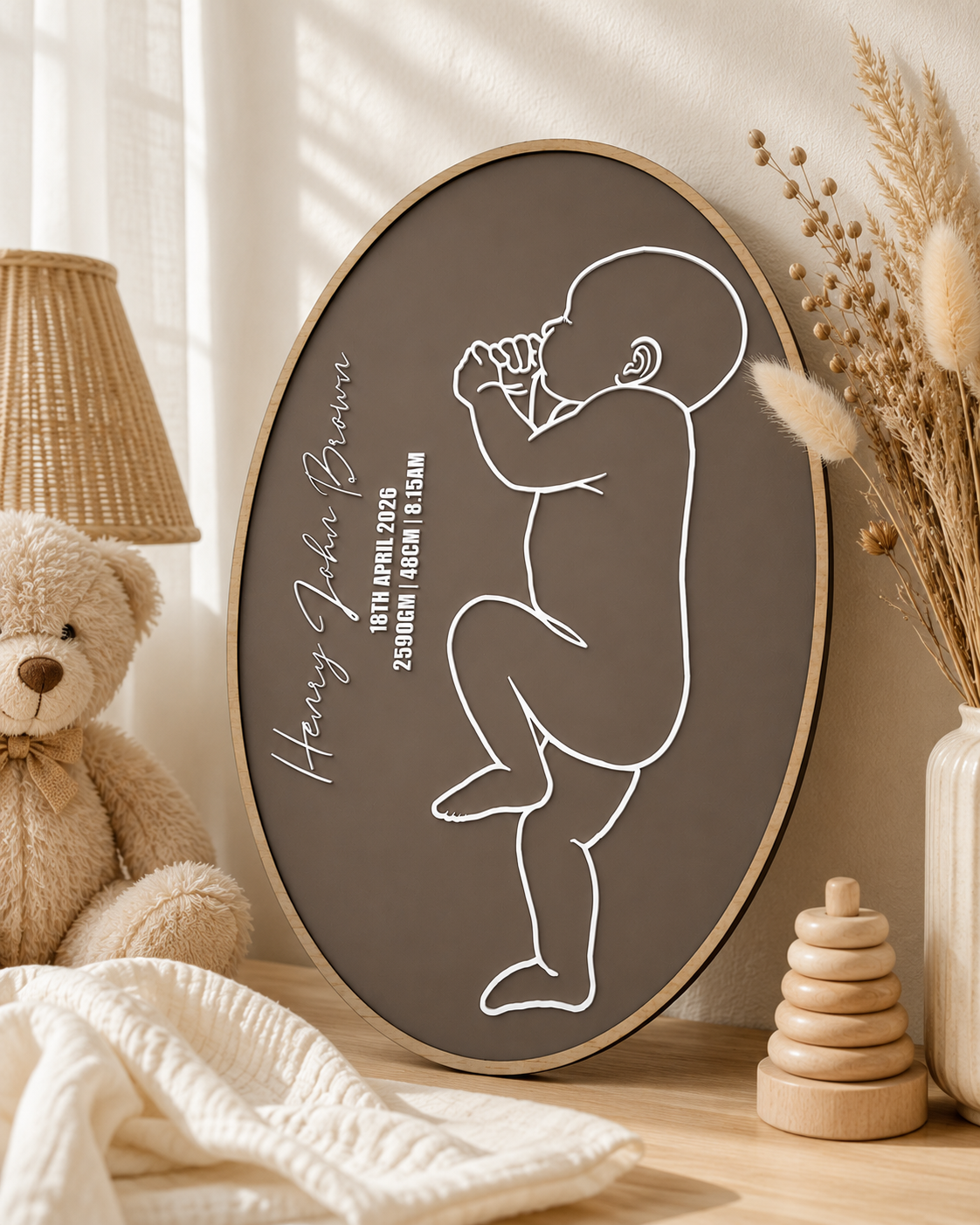 1:1 Scale Baby Birth Plaque | Personalised Baby Keepsake | Actual Size Newborn Birth Announcement | Nursery Wall Decor | Custom Baby Gift