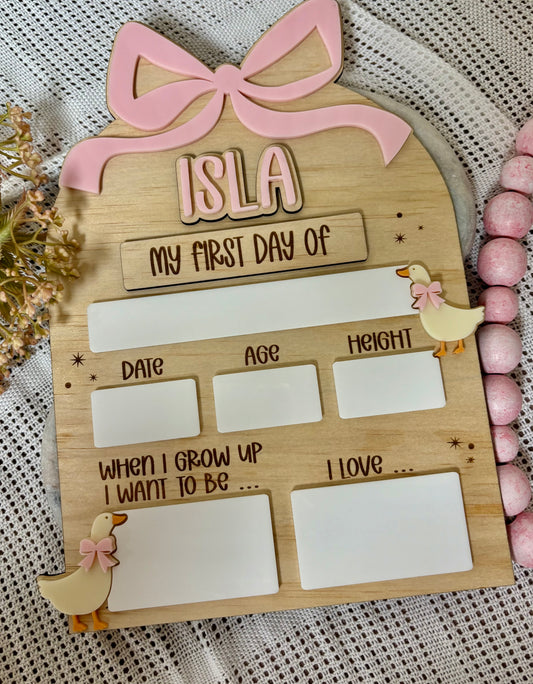 Bow & Goose First / Last Day of School Board