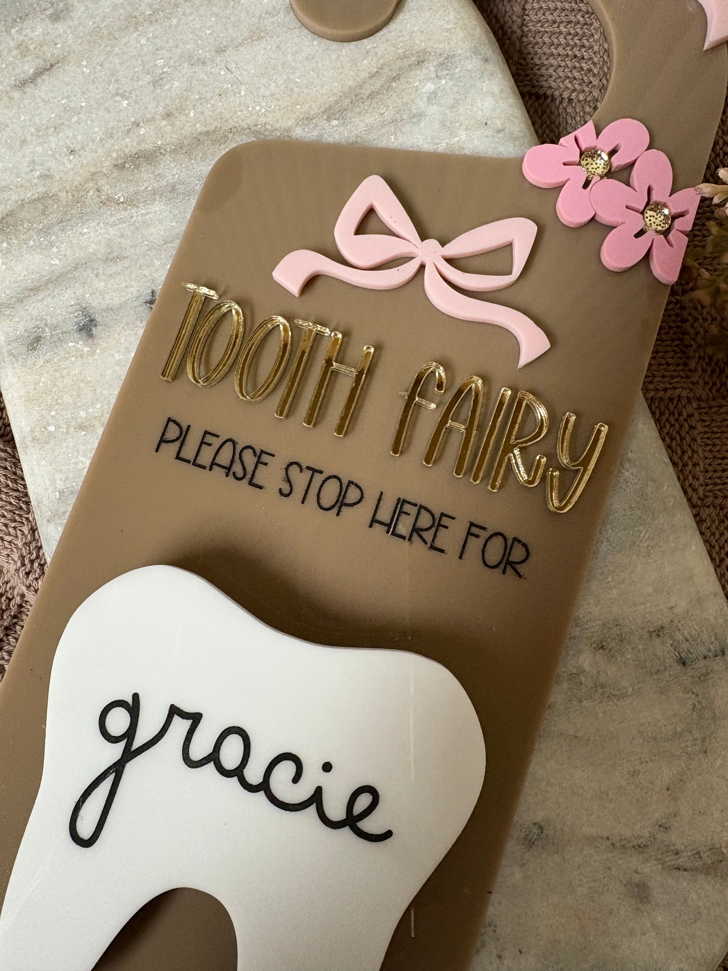 TOOTH FAIRY DOOR HANGER -  BOW THEME DROP BOX