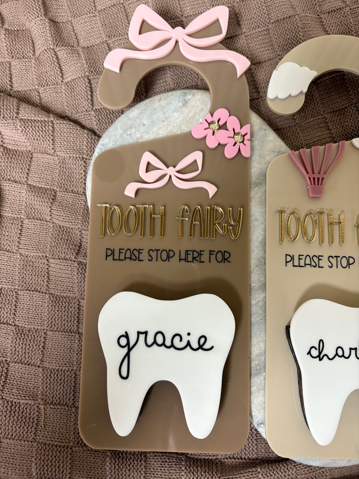 TOOTH FAIRY DOOR HANGER -  BOW THEME DROP BOX