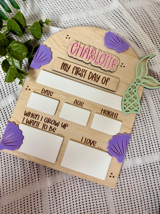 Mermaid First & Last Day of School Board