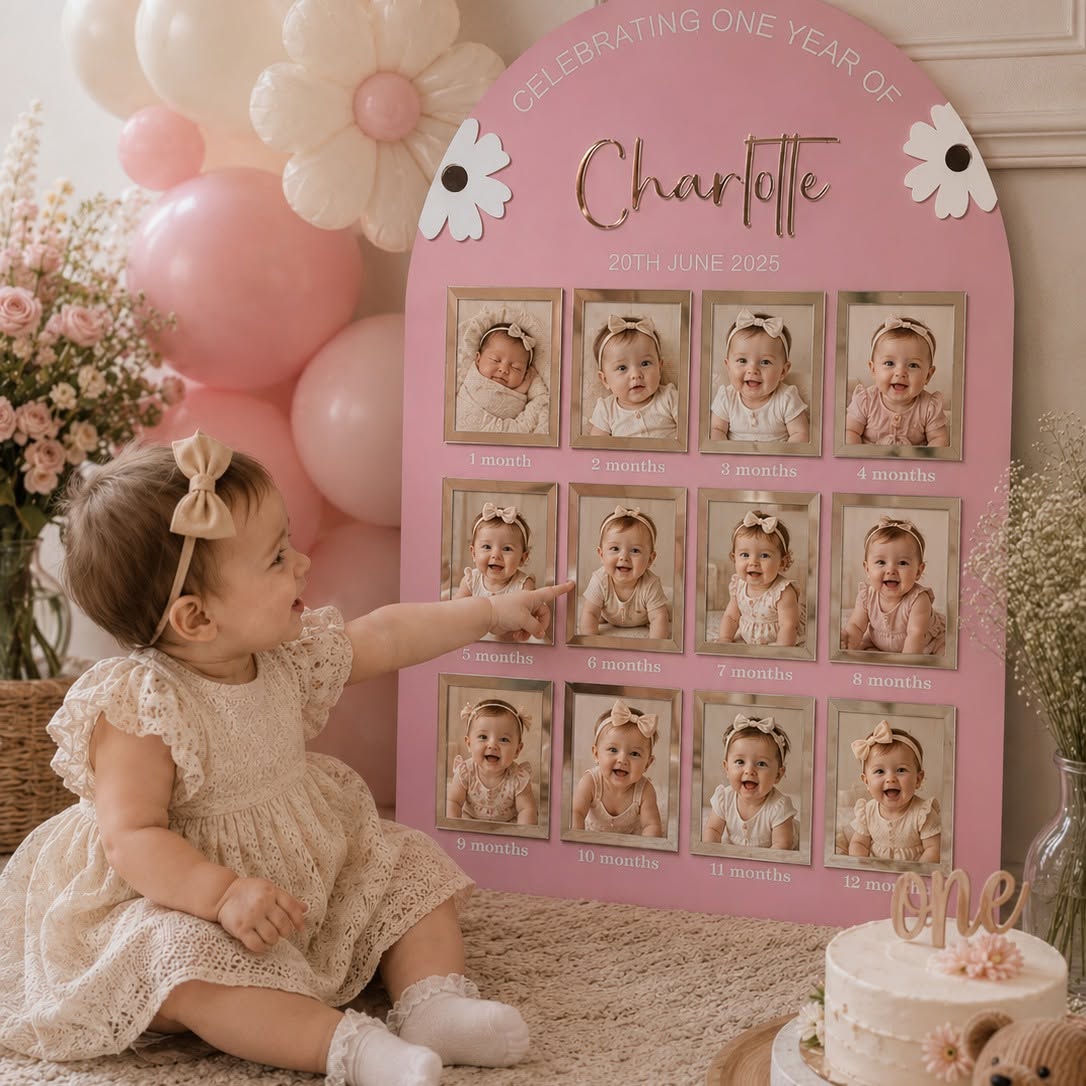 First Birthday Photo Board | Daisy Theme | Floral First Year Frame