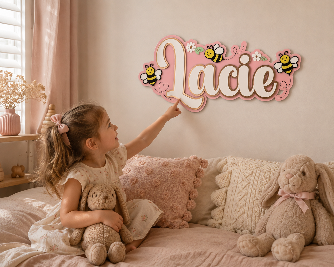 Triple Layered Name Plaque - Bees
