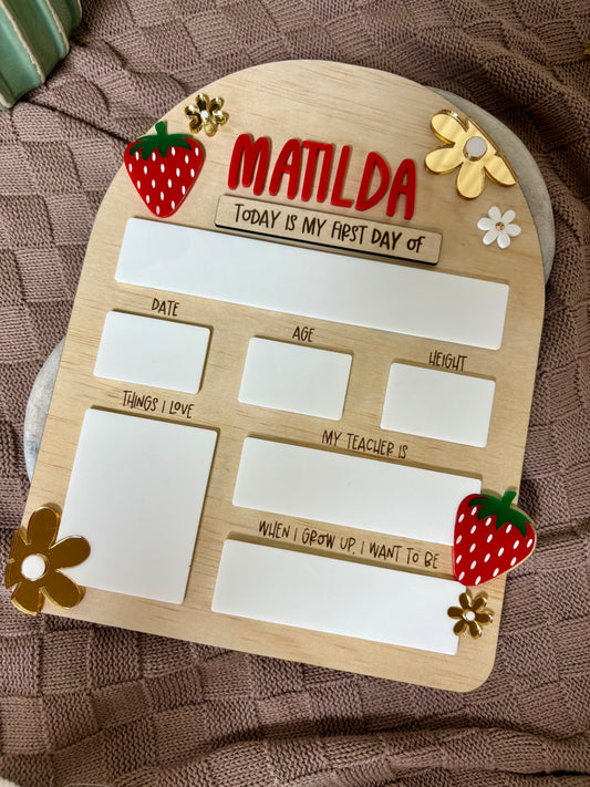 Strawberry First & Last Day of School Board