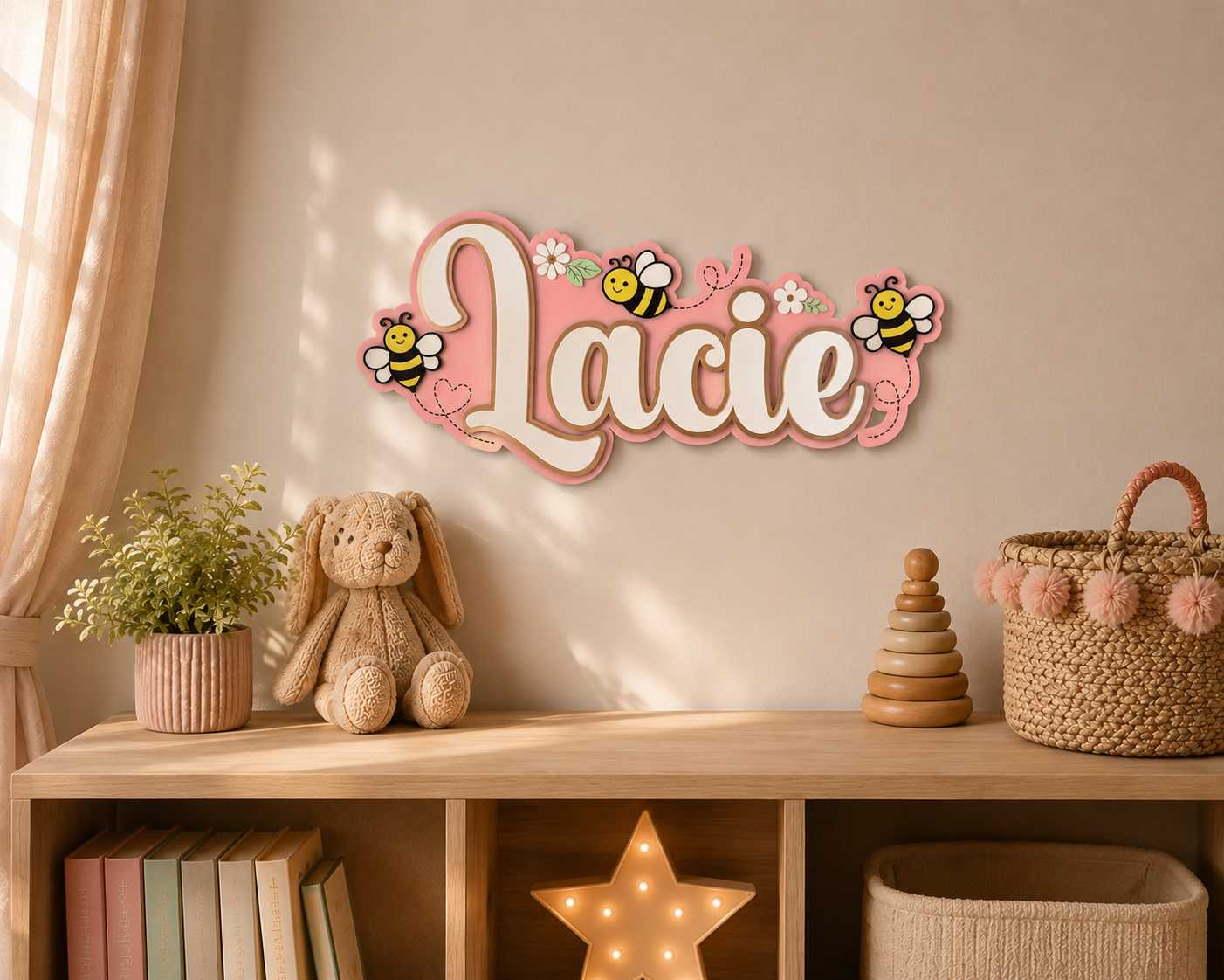 Triple Layered Name Plaque - Bees
