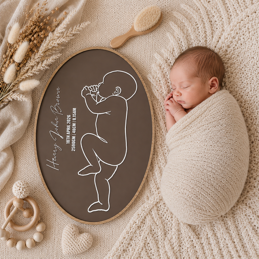 1:1 Scale Baby Birth Plaque | Personalised Baby Keepsake | Actual Size Newborn Birth Announcement | Nursery Wall Decor | Custom Baby Gift