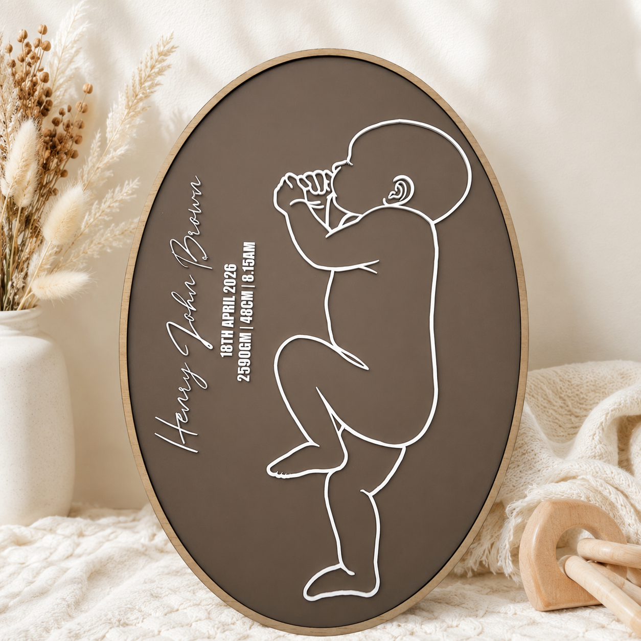 1:1 Scale Baby Birth Plaque | Personalised Baby Keepsake | Actual Size Newborn Birth Announcement | Nursery Wall Decor | Custom Baby Gift