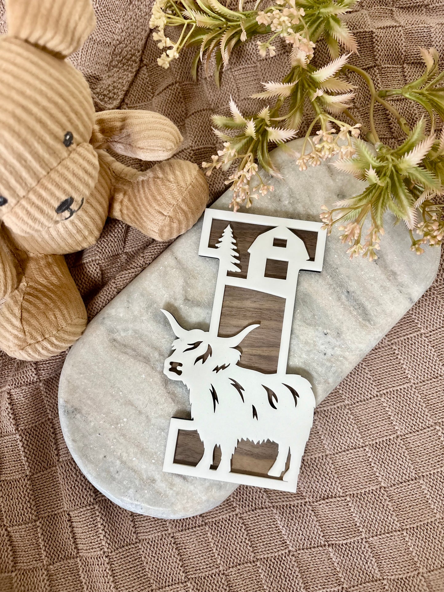 HIGHLAND COW THEMED LAYERED LETTERS