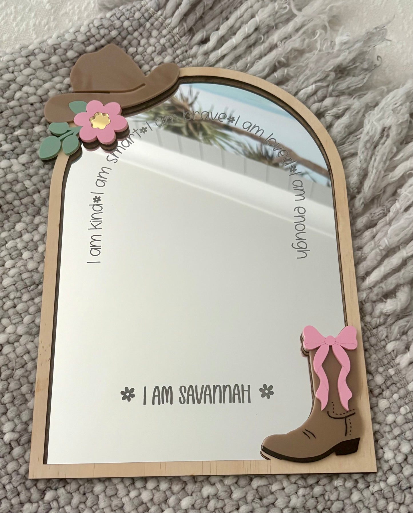 Personalised Affirmation Mirror – Cowgirl Themed