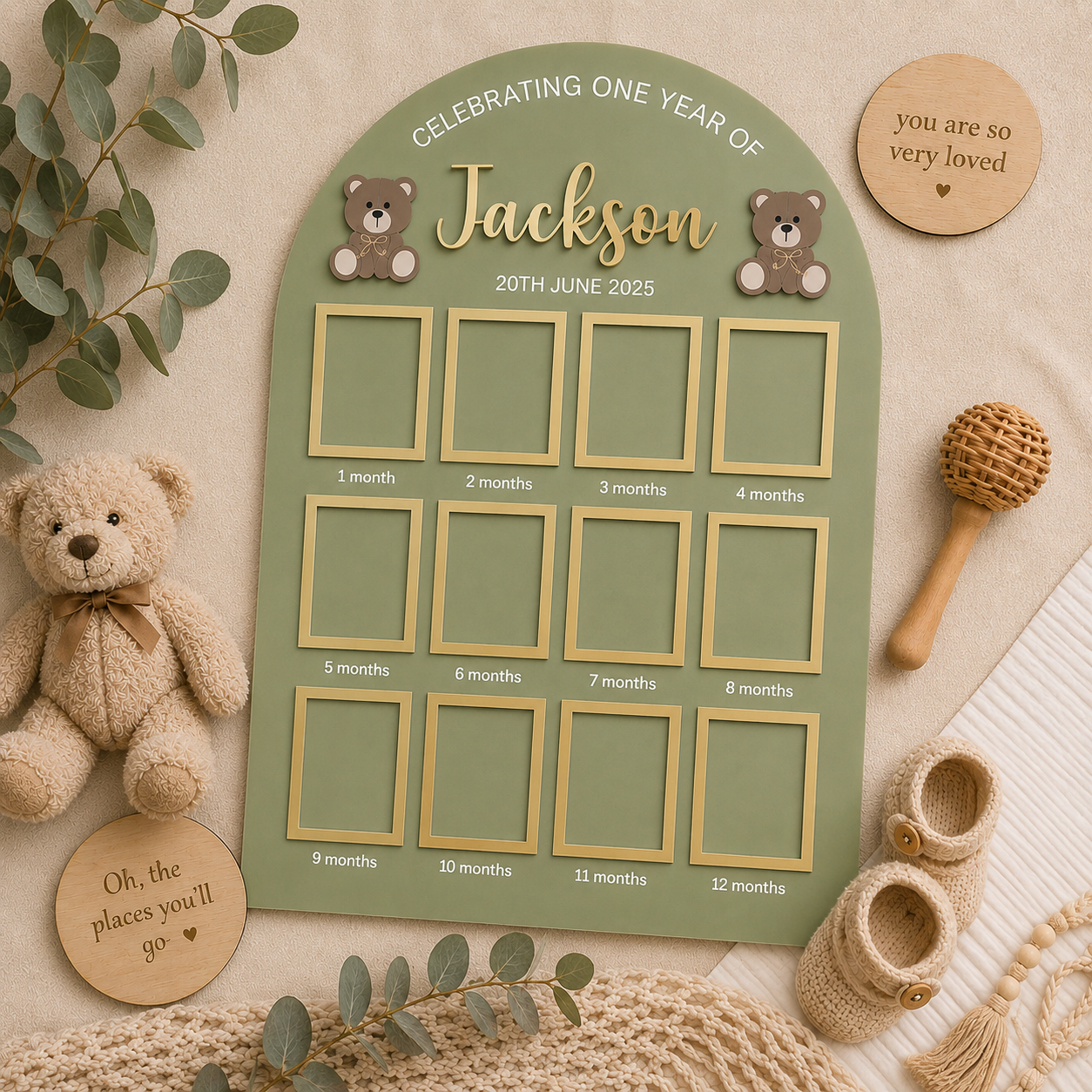 First Birthday Photo Board | Teddy Bear Theme Birthday Board