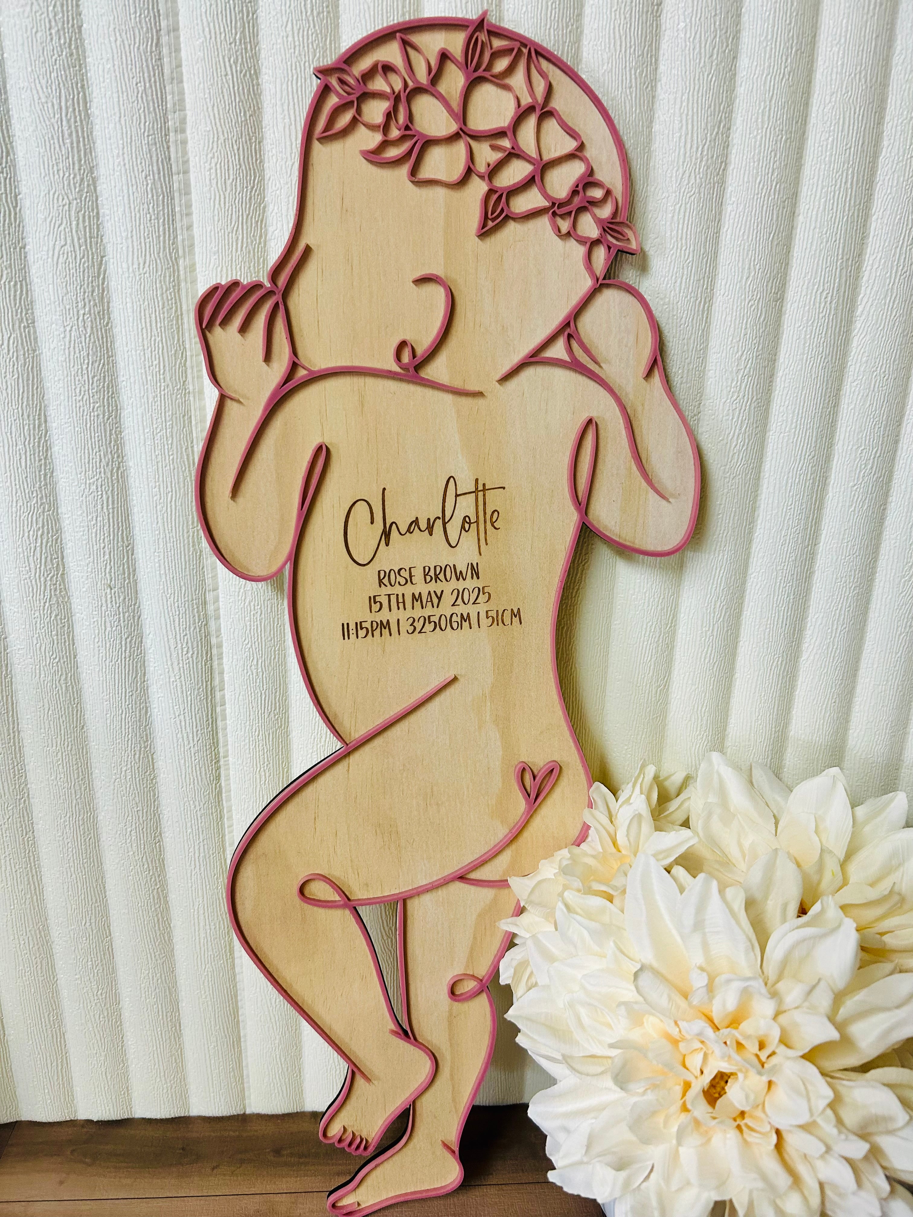 1:1 SCALE BABY OUTLINE - NEWBORN BABY