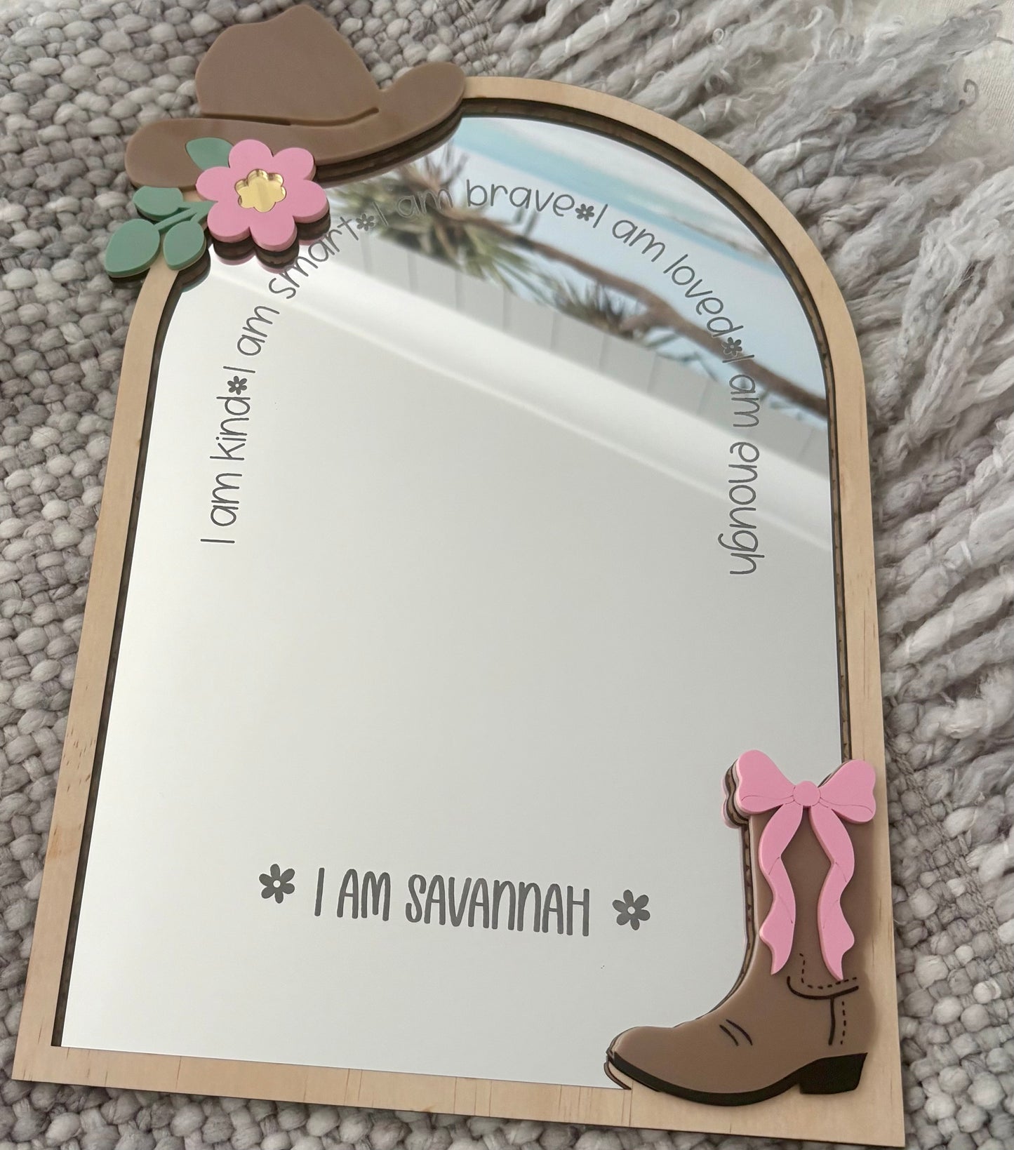 Personalised Affirmation Mirror – Cowgirl Themed