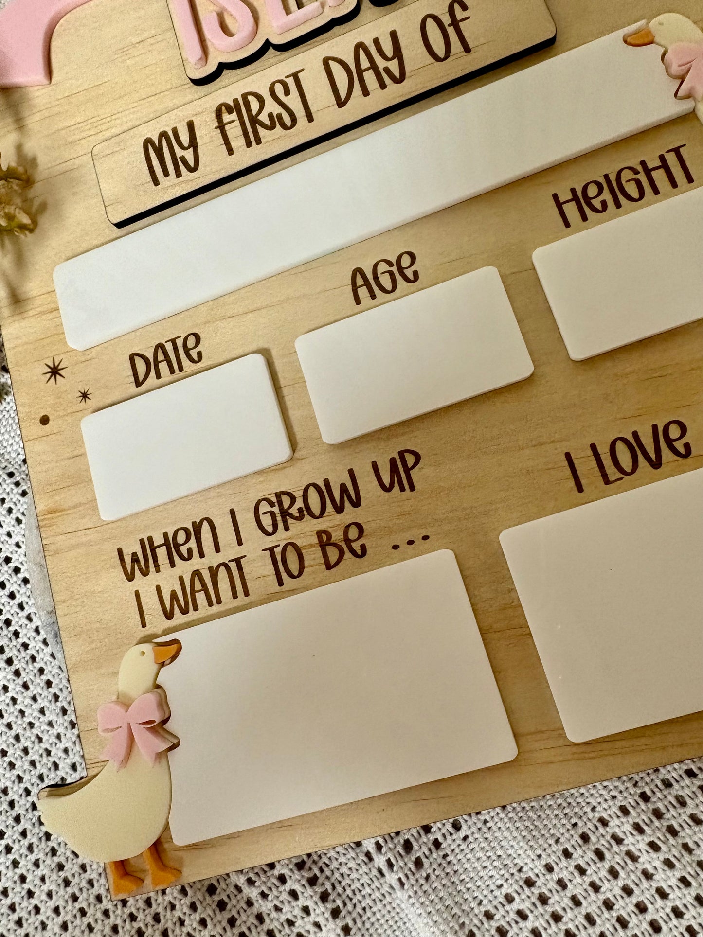 Bow & Goose First / Last Day of School Board