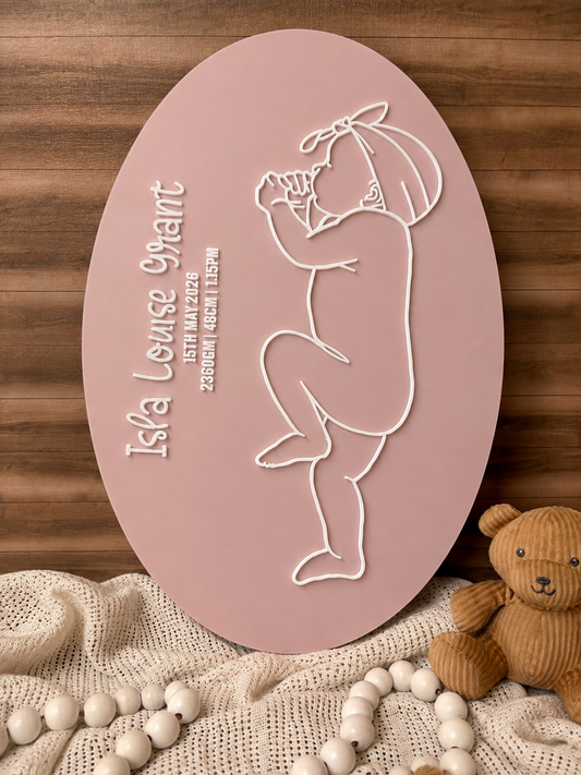 1:1 Scale Baby Birth Plaque | Personalised Baby Keepsake | Actual Size Newborn Birth Announcement | Nursery Wall Decor | Custom Baby Gift | Baby Headband
