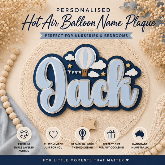 Triple Layered Name Plaque - Hot Air Balloon