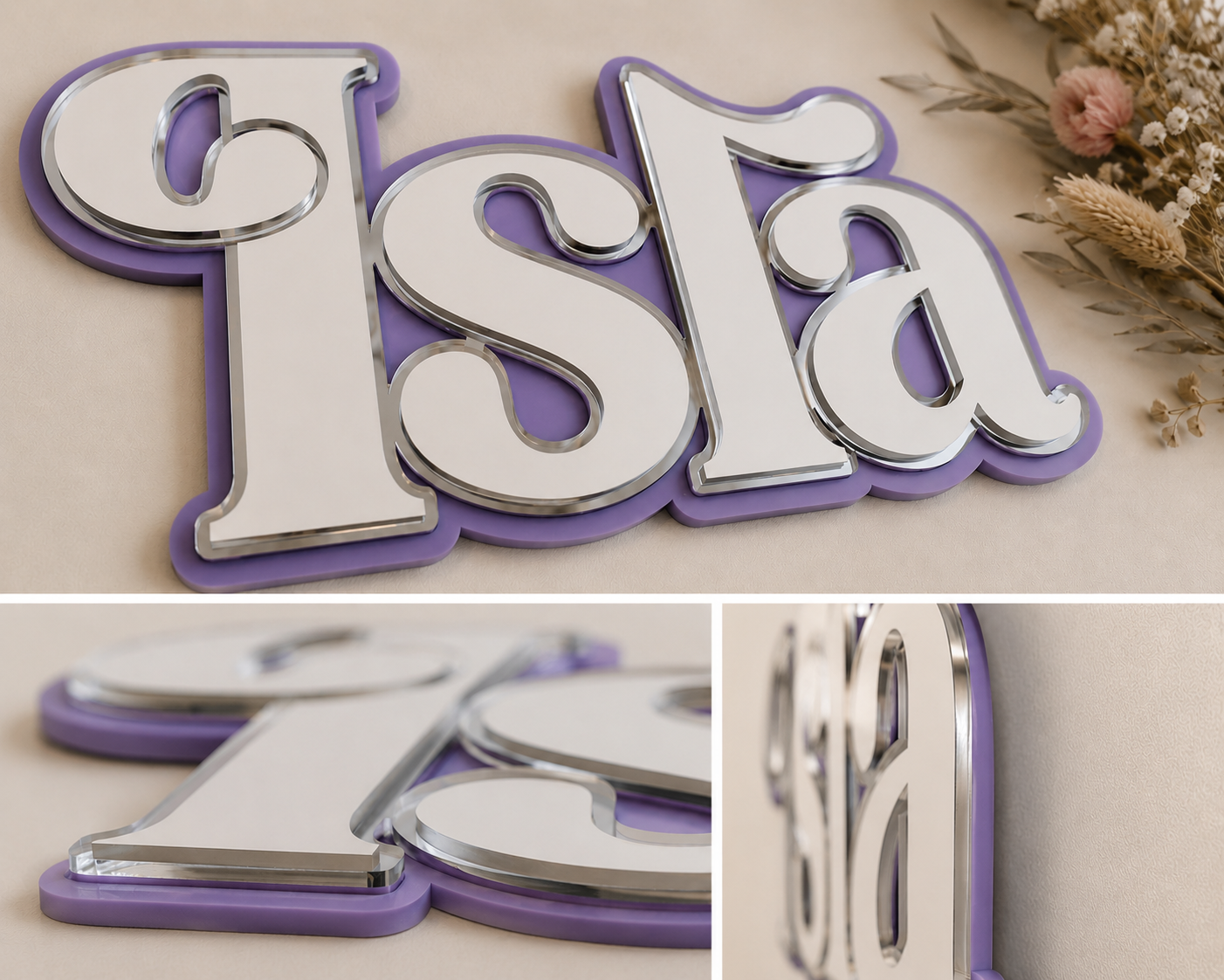Triple Layered Acrylic Name Plaque - Retro Font