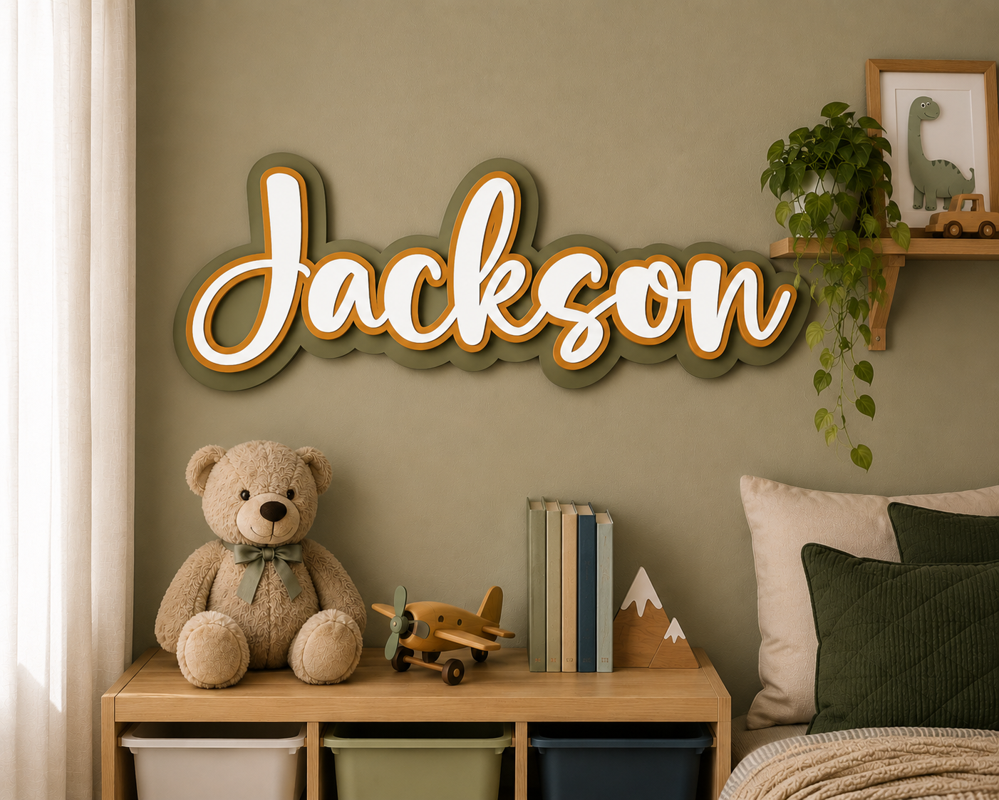 Triple Layered Acrylic Name Plaque - Cursive Font