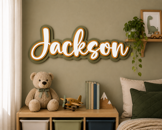 Triple Layered Acrylic Name Plaque - Cursive Font