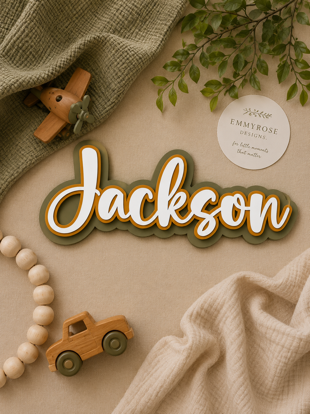 Triple Layered Acrylic Name Plaque - Cursive Font