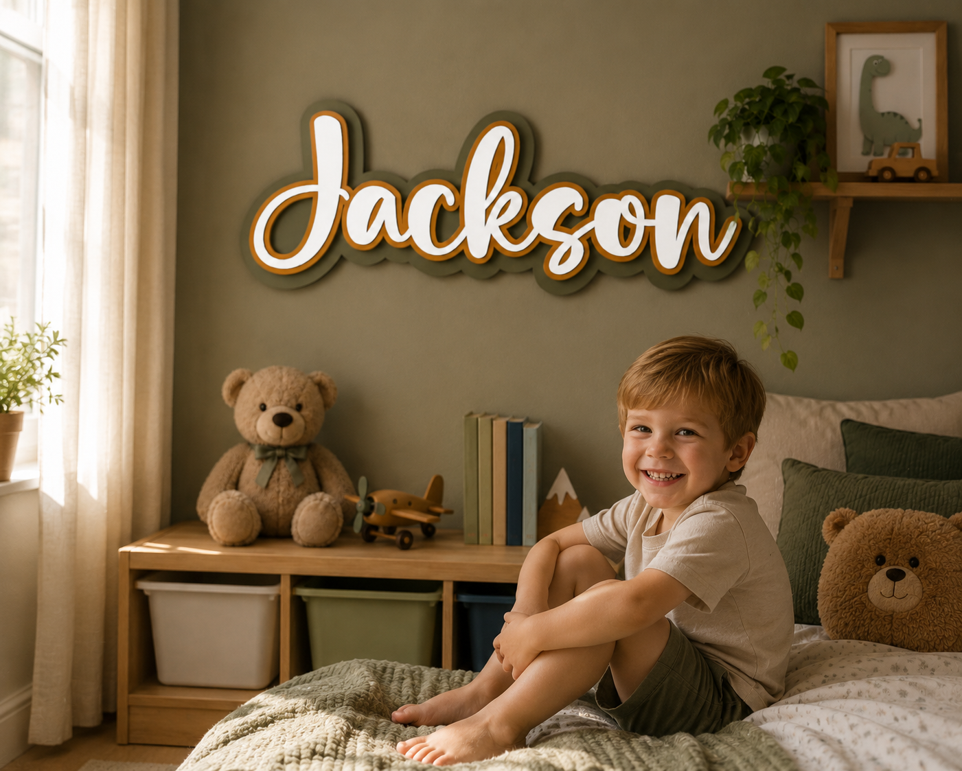 Triple Layered Acrylic Name Plaque - Cursive Font