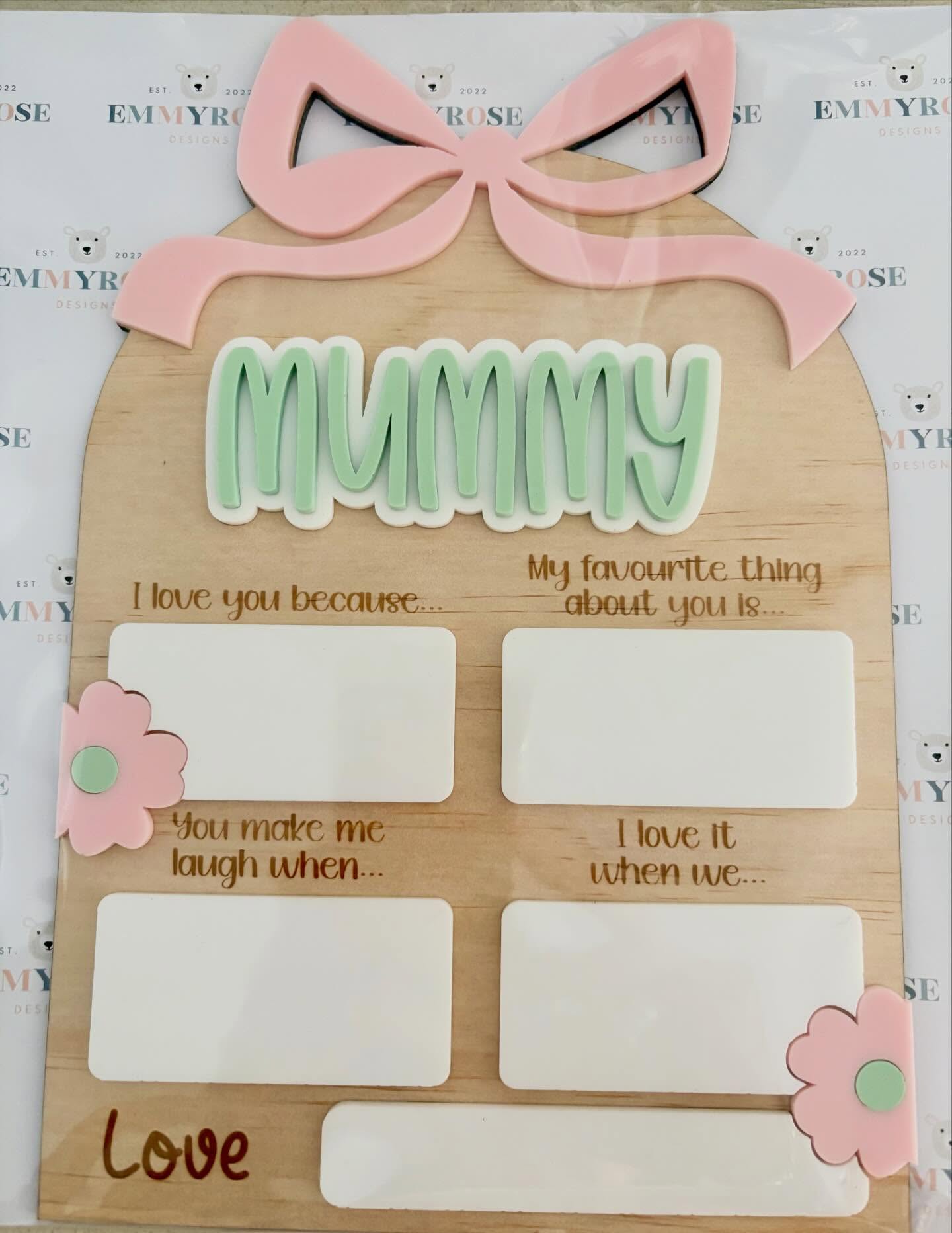 Personalised Mother’s Day Keepsake Board | Mummy Memory Board | Laser Engraved Gift for Mum