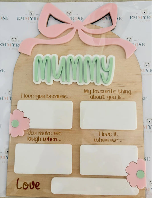 Personalised Mother’s Day Keepsake Board | Mummy Memory Board | Laser Engraved Gift for Mum