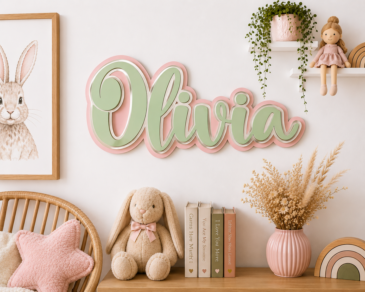 Triple Layered Acrylic Name Plaque - Cursive Font
