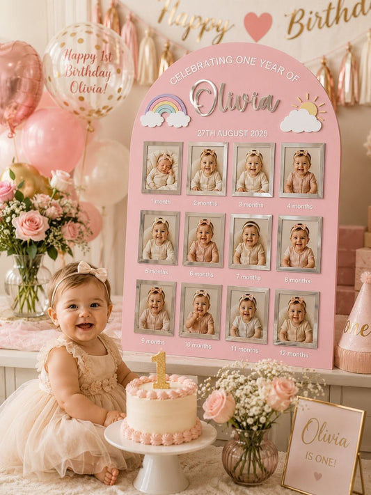 First Birthday Photo Board | Rainbow Theme Birthday Board
