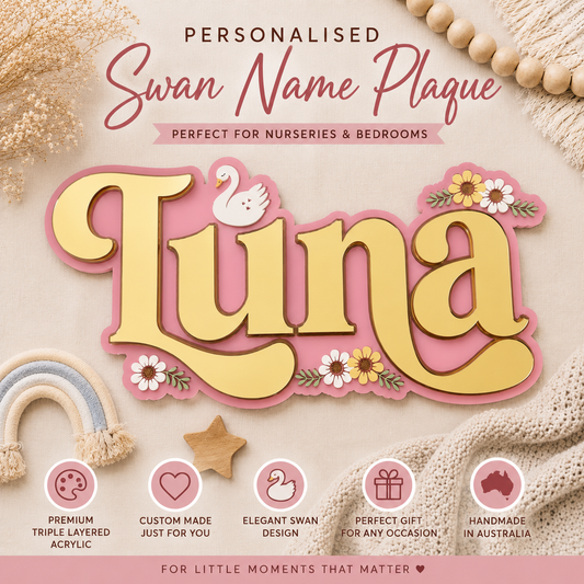 Triple Layered Name Plaque - Swan