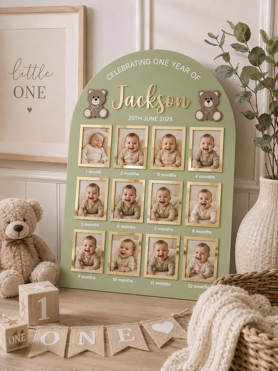 First Birthday Photo Board | Teddy Bear Theme Birthday Board