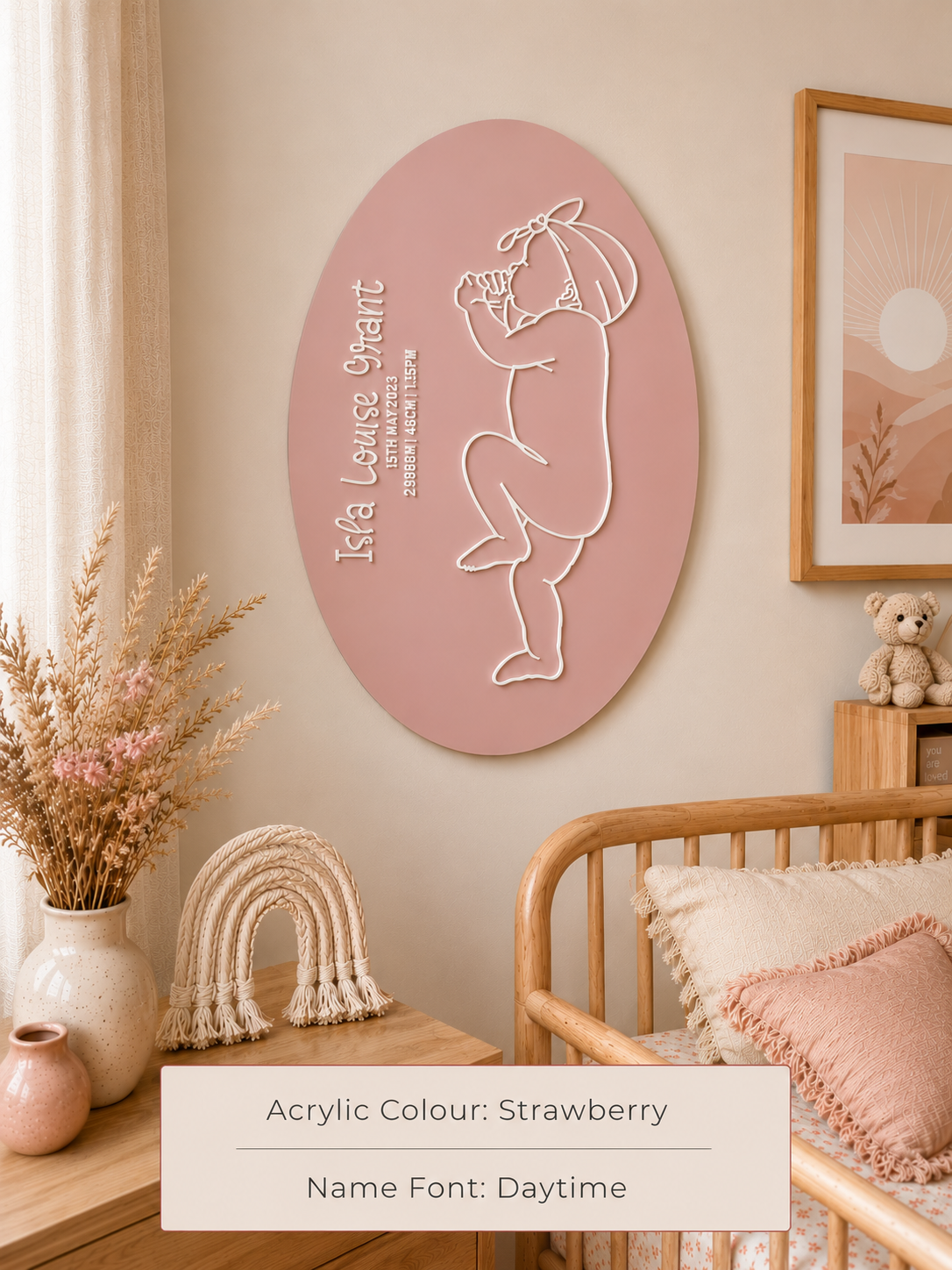 1:1 Scale Baby Birth Plaque | Personalised Newborn Keepsake | Full Size Birth Plaque | Baby Headband