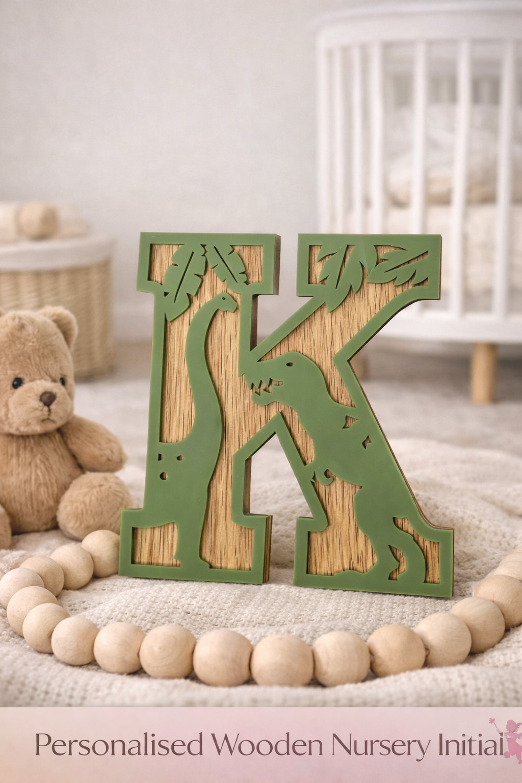 Personalised Wooden Dinosaur Letter – Nursery Wall Decor