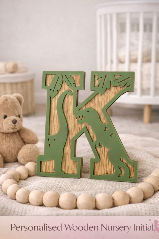 Personalised Wooden Dinosaur Letter – Nursery Wall Decor