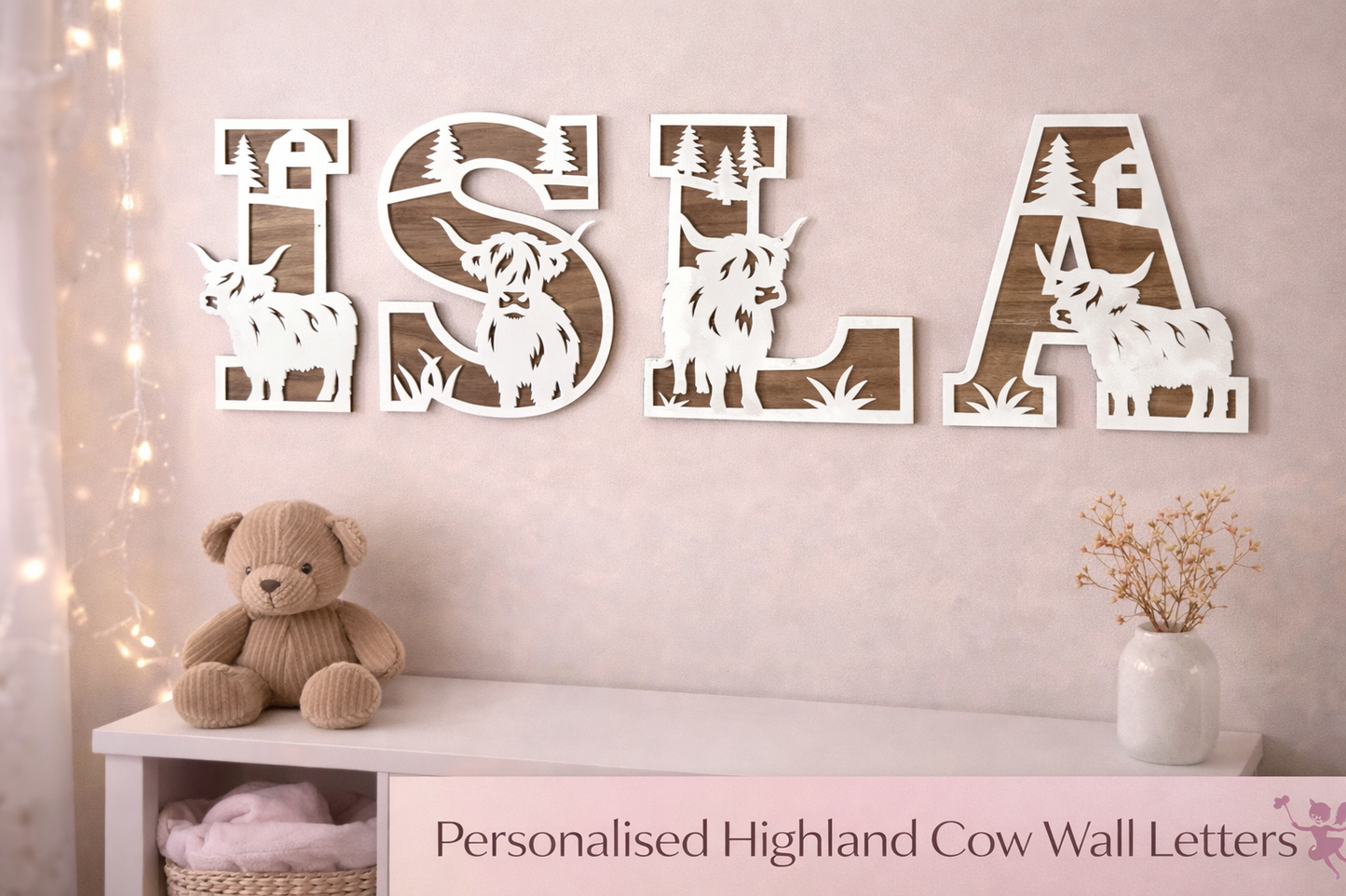 HIGHLAND COW THEMED LAYERED LETTERS