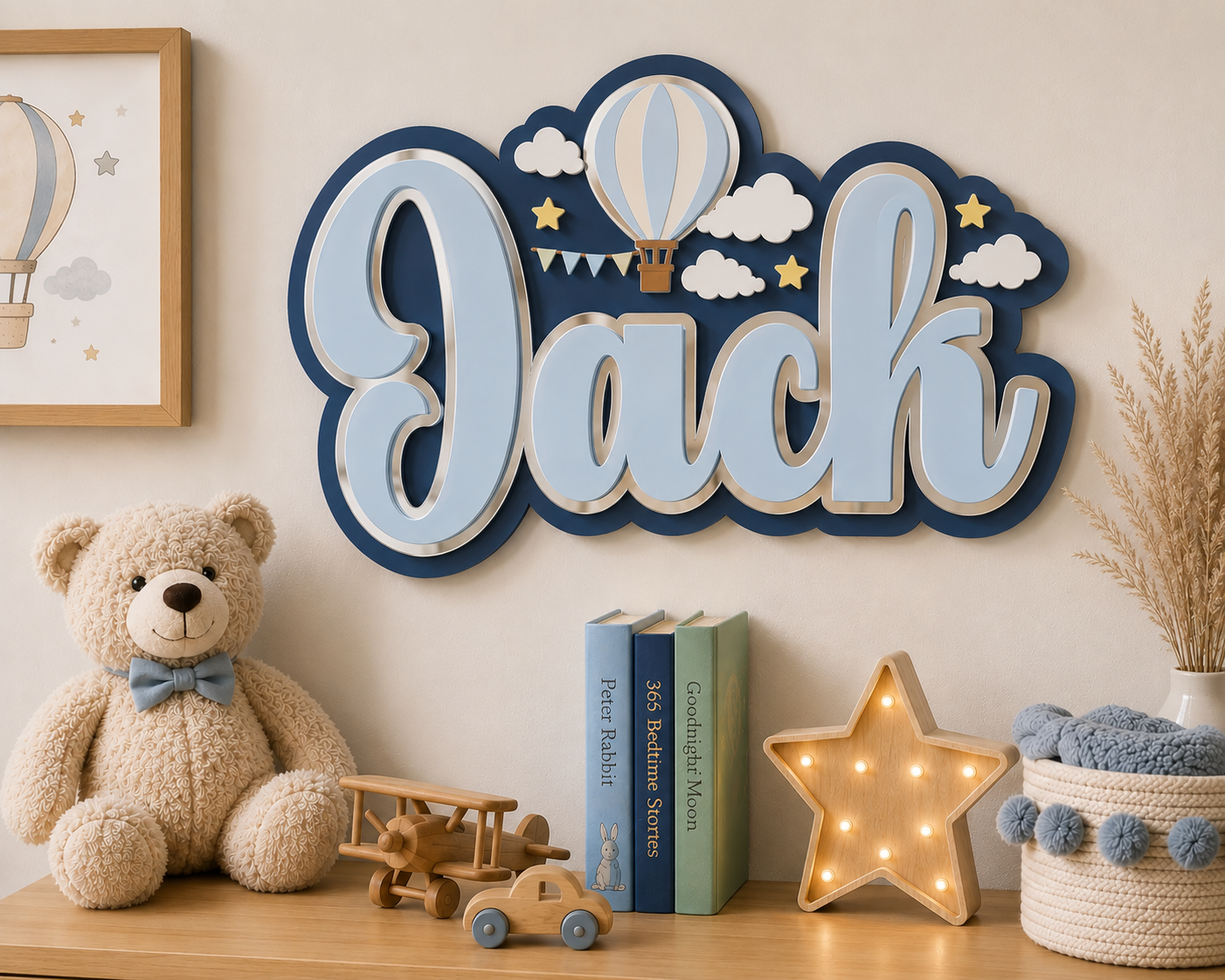 Triple Layered Name Plaque - Hot Air Balloon