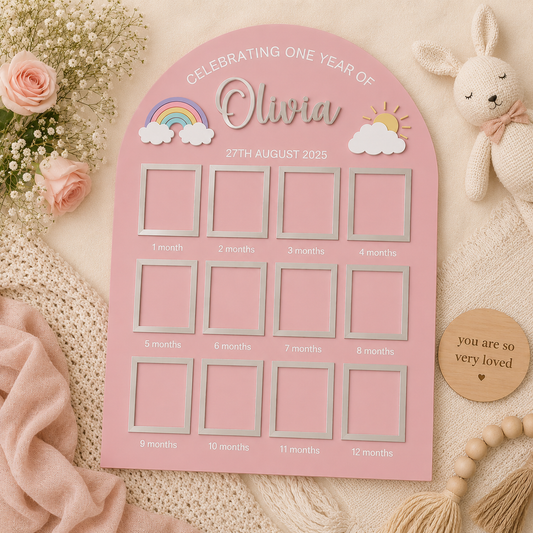 First Birthday Photo Board | Rainbow Theme Birthday Board