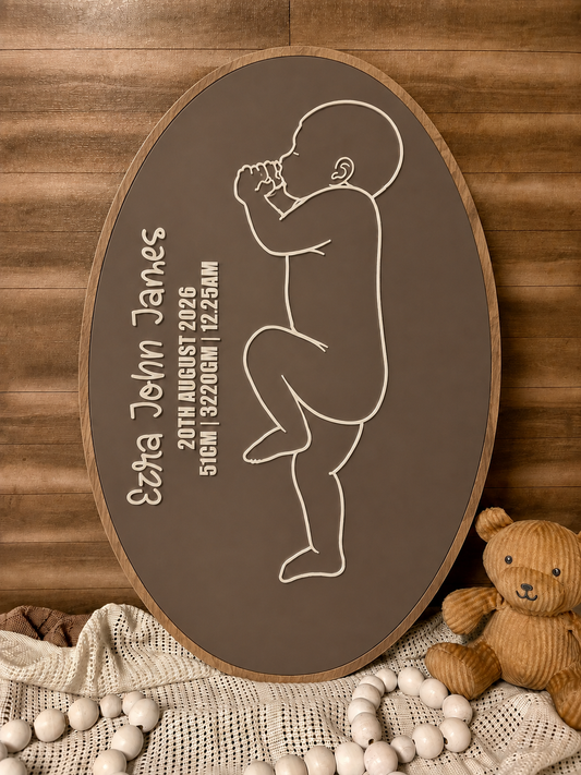 1:1 Scale Baby Birth Plaque | Personalised Baby Keepsake | Actual Size Newborn Birth Announcement | Nursery Wall Decor | Custom Baby Gift