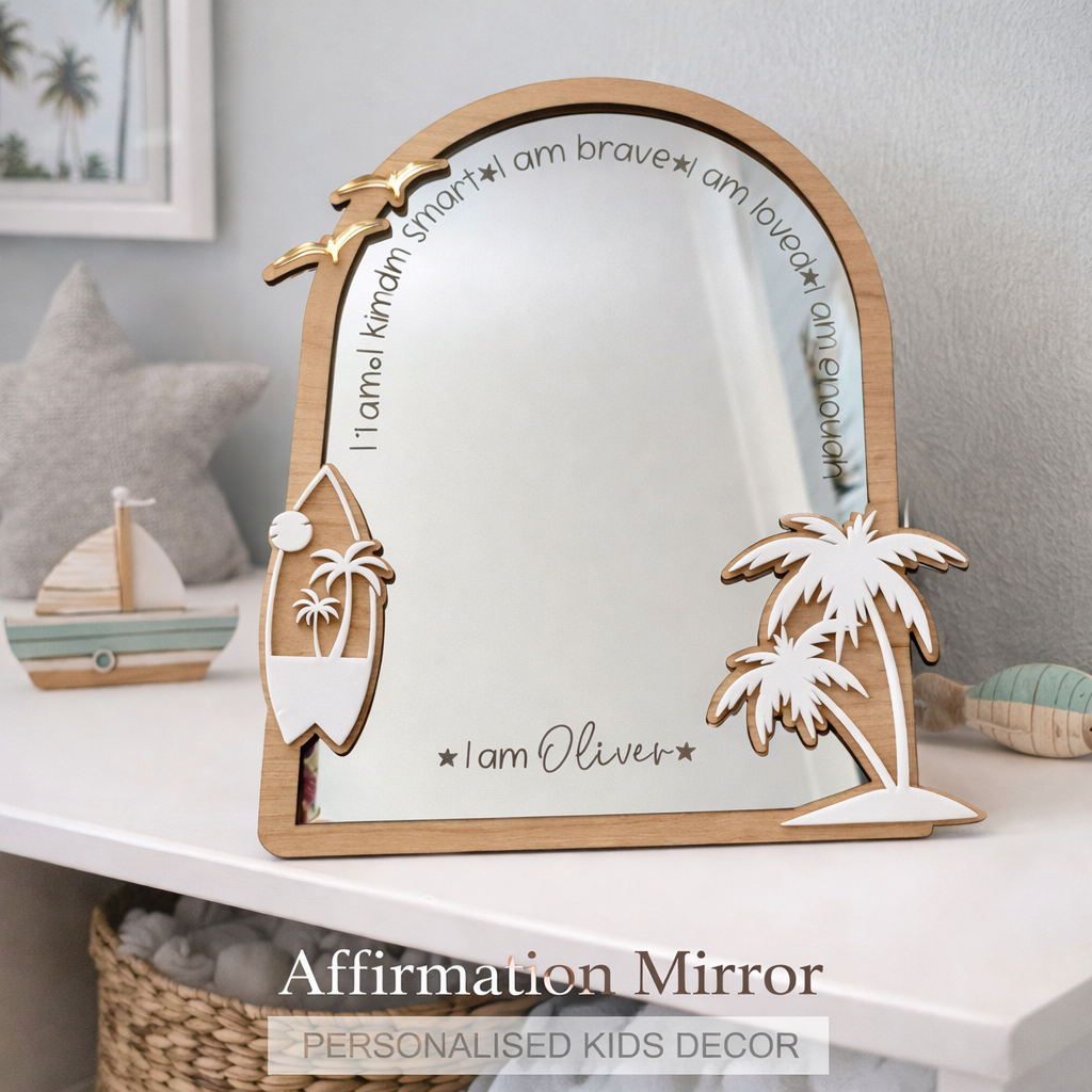Beach Theme Personalised Affirmation Mirror