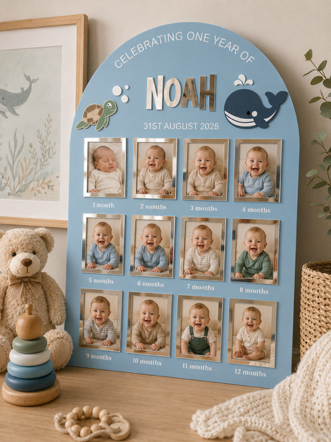 First Birthday Photo Board | Under The Sea Theme Birthday Board