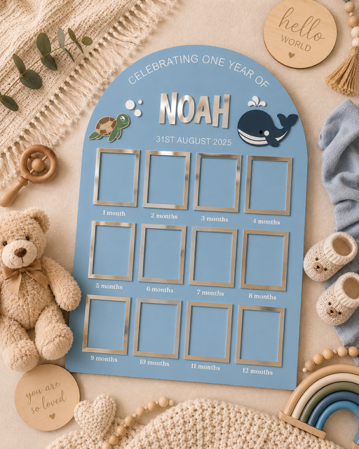 First Birthday Photo Board | Under The Sea Theme Birthday Board